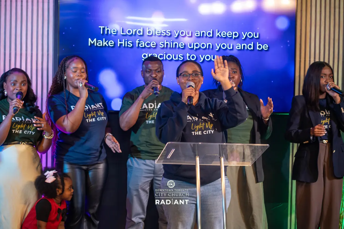 The worship team leading Sunday service